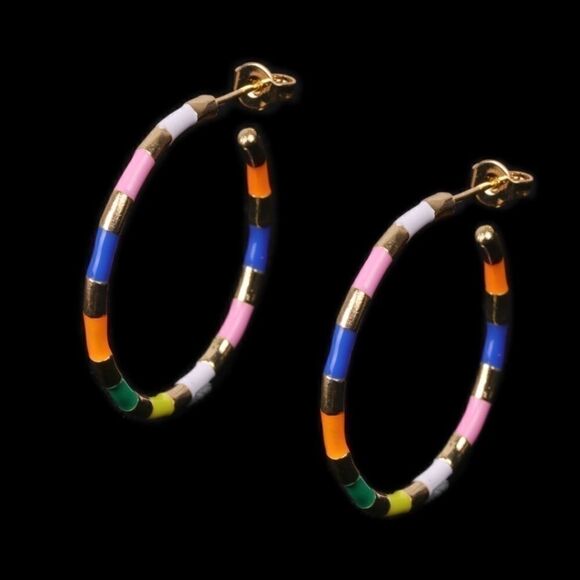 Earrings Round format Gold-plated Artificial Gems - Picture 5 of 8